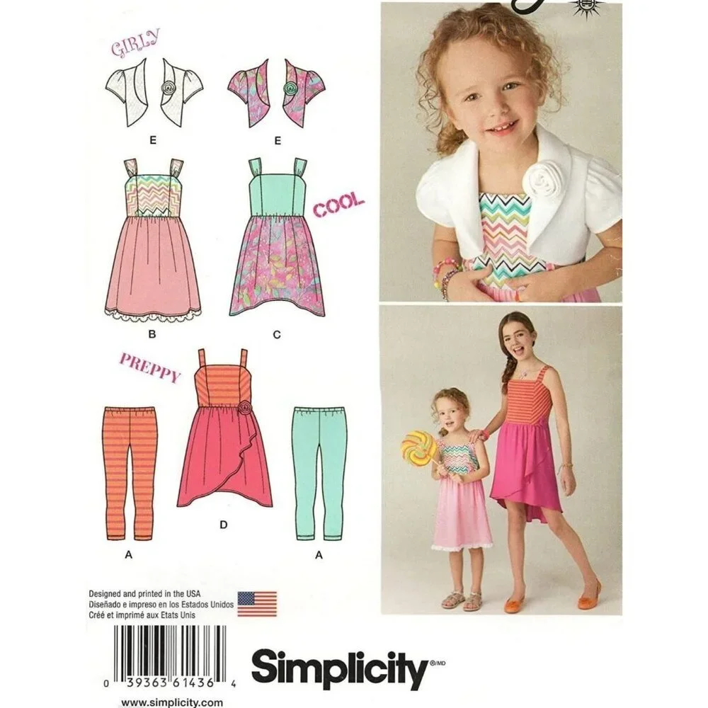 Simplicity‎ Sewing Pattern 1436 Bolero Dress Leggings Girls Size 3-6